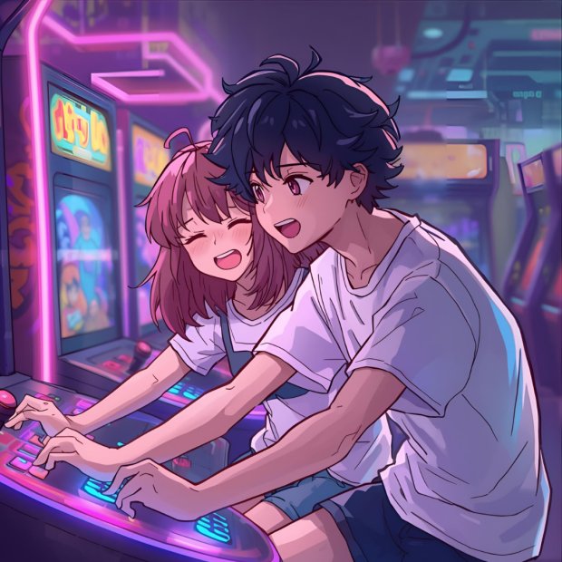 a manga style image of a boy and girl playing a video game