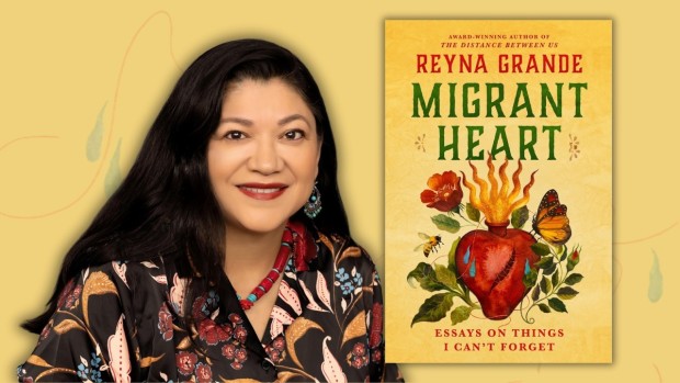 Image of author with book cover