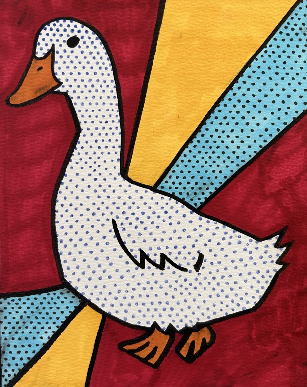 White goose in pop art style